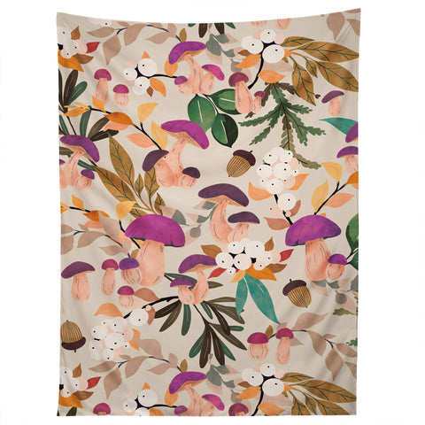 Marta Barragan Camarasa Magic mushroom forest Tapestry