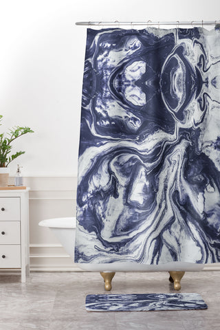 Marta Barragan Camarasa Marble indigo Shower Curtain And Mat