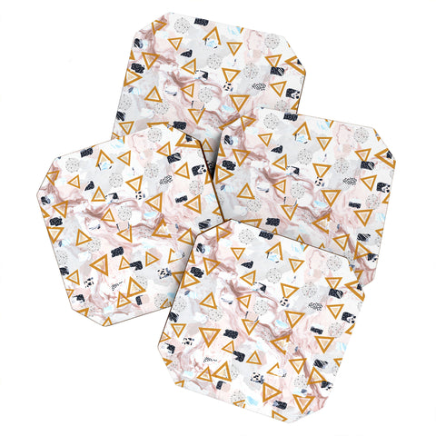 Marta Barragan Camarasa Marble shapes and triangles Coaster Set