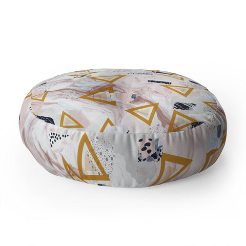 Marta Barragan Camarasa Marble shapes and triangles Floor Pillow Round
