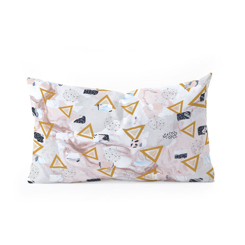 Marta Barragan Camarasa Marble shapes and triangles Oblong Throw Pillow