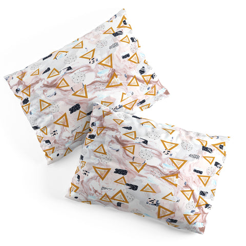 Marta Barragan Camarasa Marble shapes and triangles Pillow Shams