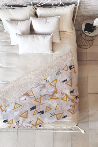 Marta Barragan Camarasa Marble shapes and triangles Fleece Throw Blanket