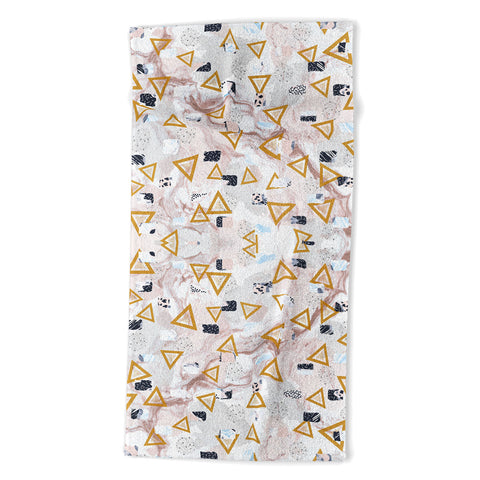 Marta Barragan Camarasa Marble shapes and triangles Beach Towel