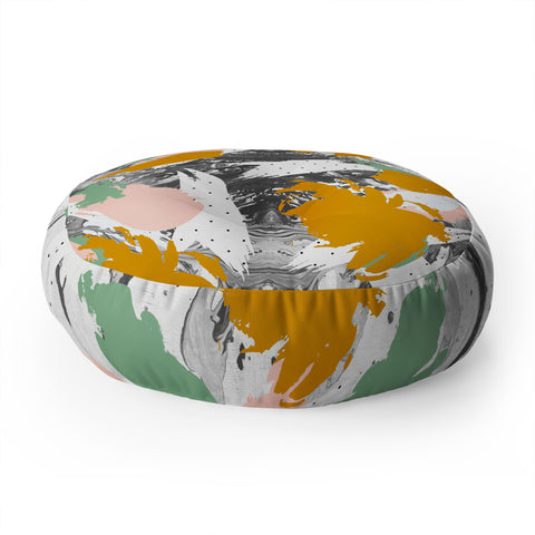 Marta Barragan Camarasa Marbled abstract in the colors Floor Pillow Round