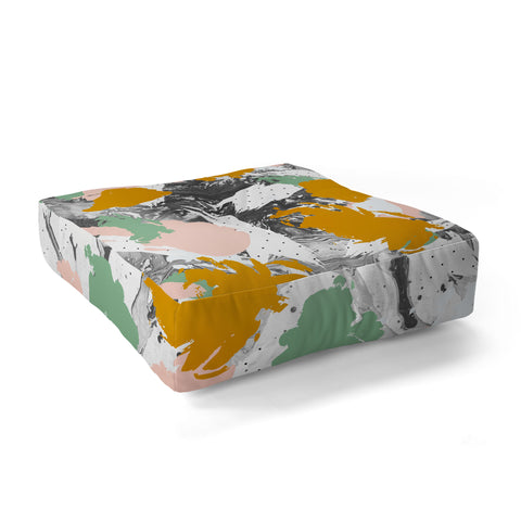 Marta Barragan Camarasa Marbled abstract in the colors Floor Pillow Square
