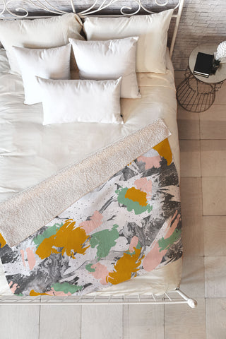 Marta Barragan Camarasa Marbled abstract in the colors Fleece Throw Blanket
