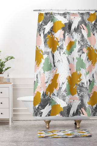 Marta Barragan Camarasa Marbled abstract in the colors Shower Curtain And Mat