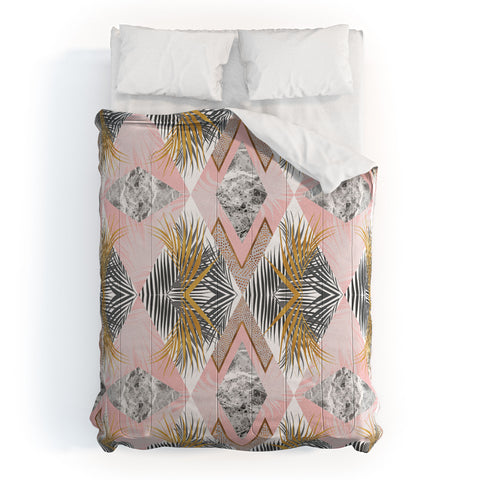 Marta Barragan Camarasa Marbled tropical geometric pattern 01 Comforter