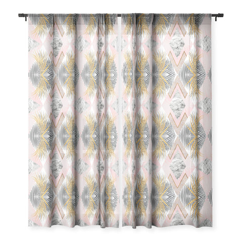 Marta Barragan Camarasa Marbled tropical geometric pattern 01 Sheer Window Curtain