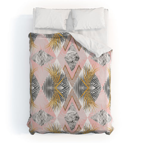 Marta Barragan Camarasa Marbled tropical geometric pattern 01 Duvet Cover