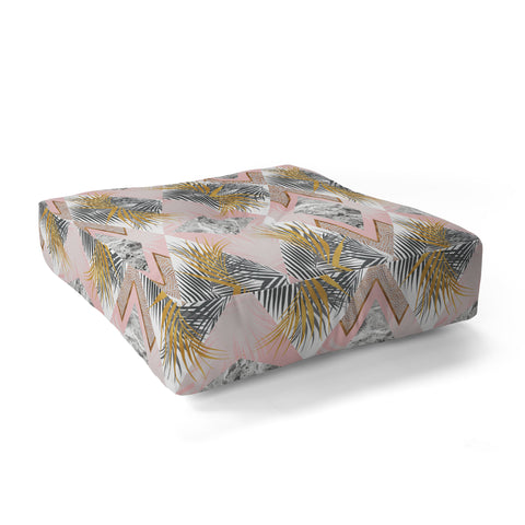 Marta Barragan Camarasa Marbled tropical geometric pattern 01 Floor Pillow Square