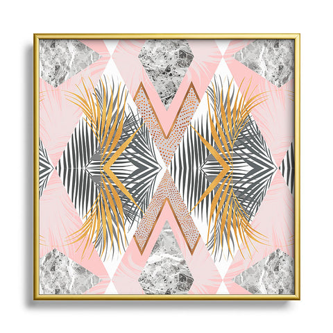 Marta Barragan Camarasa Marbled tropical geometric pattern 01 Square Metal Framed Art Print