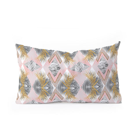 Marta Barragan Camarasa Marbled tropical geometric pattern 01 Oblong Throw Pillow