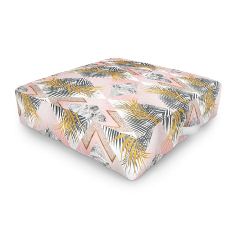 Marta Barragan Camarasa Marbled tropical geometric pattern 01 Outdoor Floor Cushion