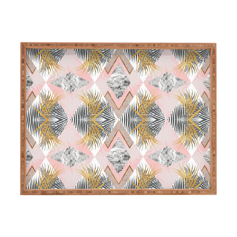 Marta Barragan Camarasa Marbled tropical geometric pattern 01 Rectangular Tray