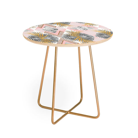 Marta Barragan Camarasa Marbled tropical geometric pattern 01 Round Side Table