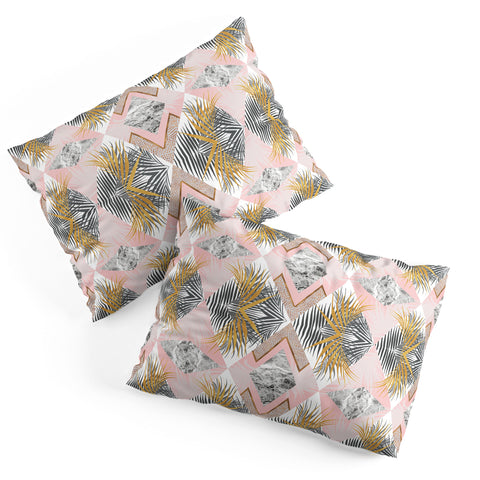 Marta Barragan Camarasa Marbled tropical geometric pattern 01 Pillow Shams