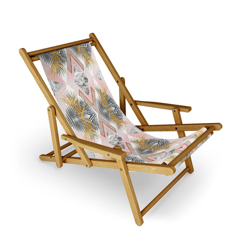 Marta Barragan Camarasa Marbled tropical geometric pattern 01 Sling Chair