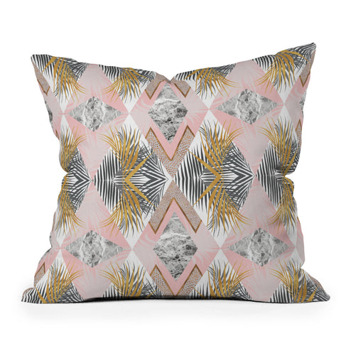 Marta Barragan Camarasa Marbled tropical geometric pattern 01 Throw Pillow