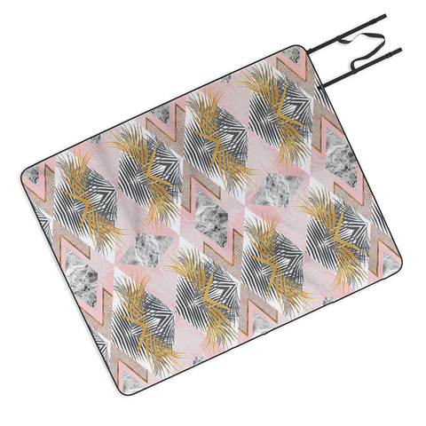 Marta Barragan Camarasa Marbled tropical geometric pattern 01 Picnic Blanket