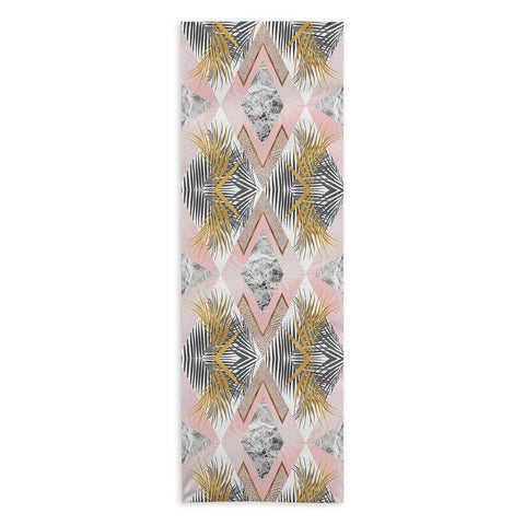 Marta Barragan Camarasa Marbled tropical geometric pattern 01 Yoga Towel