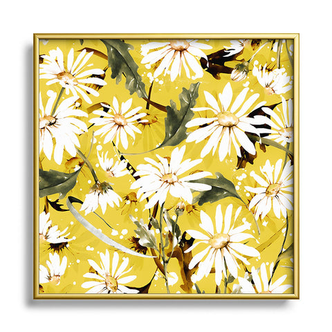 Marta Barragan Camarasa Meadow wild daisies II Metal Square Framed Art Print