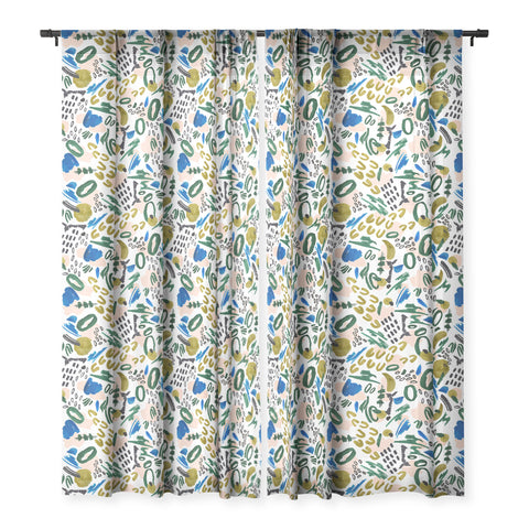 Marta Barragan Camarasa Mix abstract strokes Sheer Window Curtain