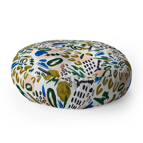 Marta Barragan Camarasa Mix abstract strokes Floor Pillow Round