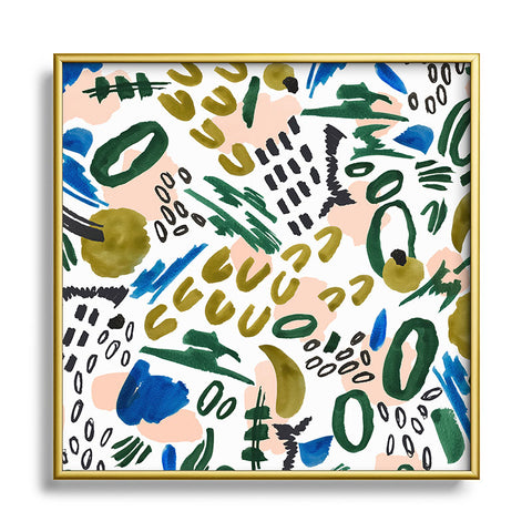 Marta Barragan Camarasa Mix abstract strokes Square Metal Framed Art Print