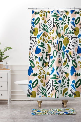 Marta Barragan Camarasa Mix abstract strokes Shower Curtain And Mat