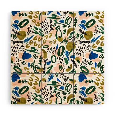 Marta Barragan Camarasa Mix abstract strokes Wood Wall Mural