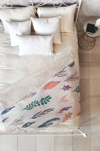 Marta Barragan Camarasa Mix of plants Fleece Throw Blanket