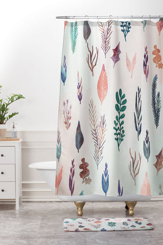 Marta Barragan Camarasa Mix of plants Shower Curtain And Mat