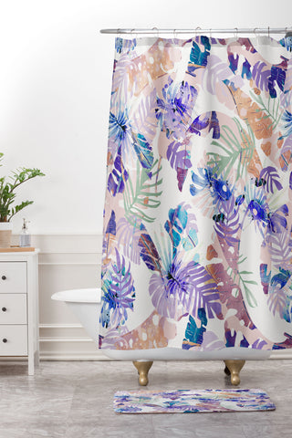 Marta Barragan Camarasa Modern abstract leaf nature Shower Curtain And Mat