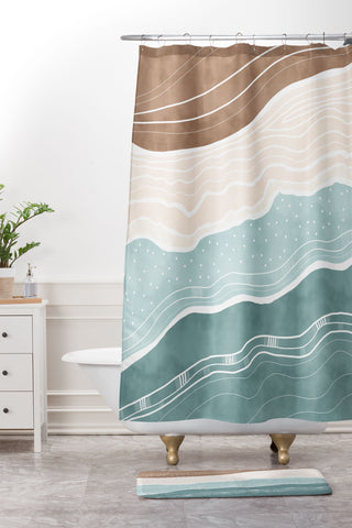 Marta Barragan Camarasa Modern beach abstract II Shower Curtain And Mat
