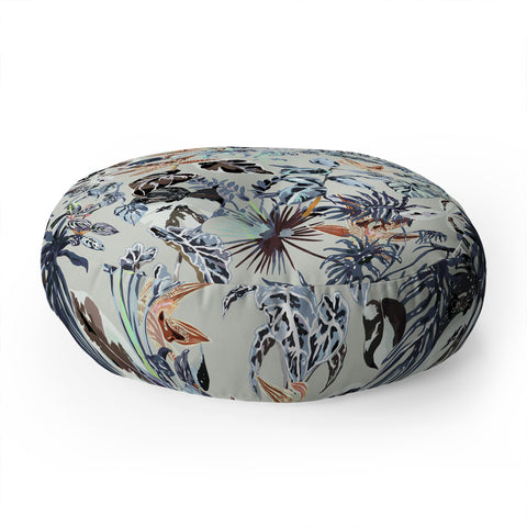 Marta Barragan Camarasa Modern blue jungle Floor Pillow Round