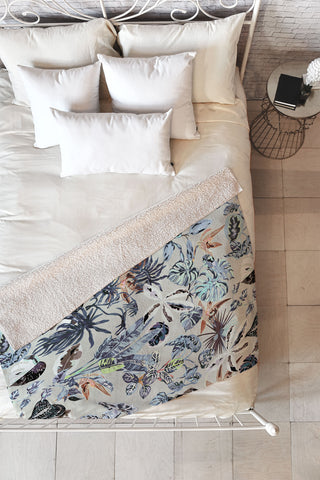 Marta Barragan Camarasa Modern blue jungle Fleece Throw Blanket