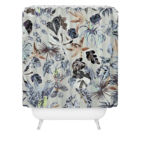 Marta Barragan Camarasa Modern blue jungle Shower Curtain