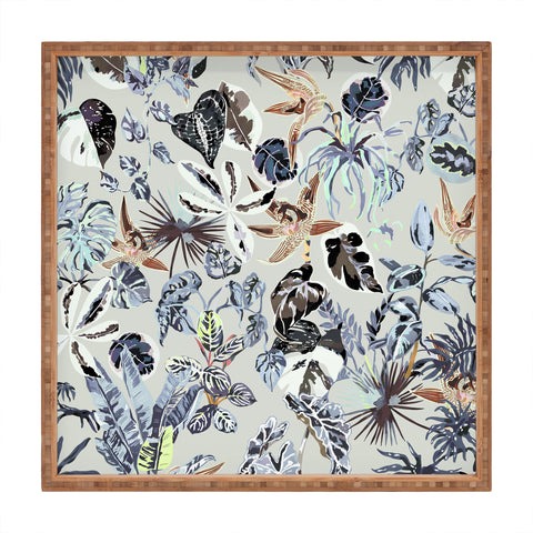 Marta Barragan Camarasa Modern blue jungle Square Tray