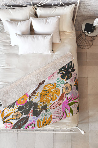 Marta Barragan Camarasa Modern colorful jungle Fleece Throw Blanket