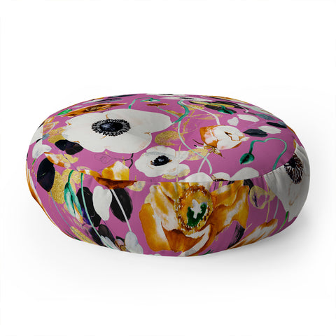 Marta Barragan Camarasa Modern colorful wild meadow Floor Pillow Round