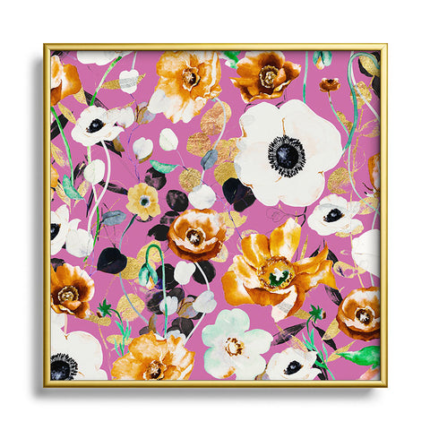 Marta Barragan Camarasa Modern colorful wild meadow Metal Square Framed Art Print