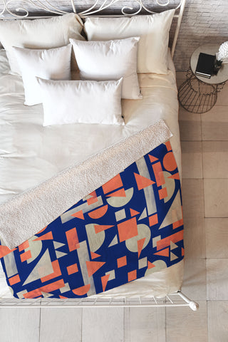 Marta Barragan Camarasa Modern geometric mosaic Fleece Throw Blanket