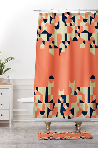 Marta Barragan Camarasa Modern geometric waterfall Shower Curtain And Mat