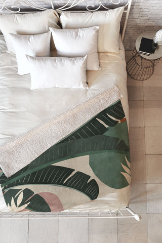 Marta Barragan Camarasa Modern jungle shapes Fleece Throw Blanket