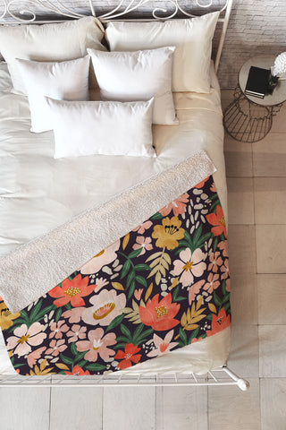 Marta Barragan Camarasa Modern meadow blooming Fleece Throw Blanket