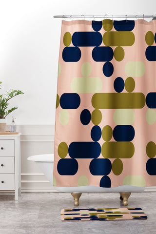 Marta Barragan Camarasa Modern pink geometry Shower Curtain And Mat