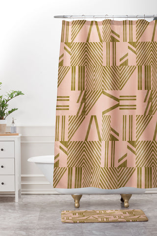 Marta Barragan Camarasa Modern pink tile Shower Curtain And Mat