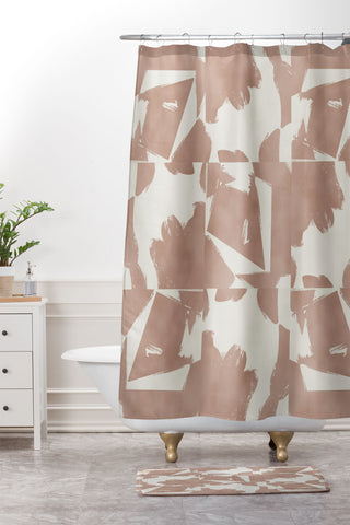 Marta Barragan Camarasa Modern pink tiles Shower Curtain And Mat